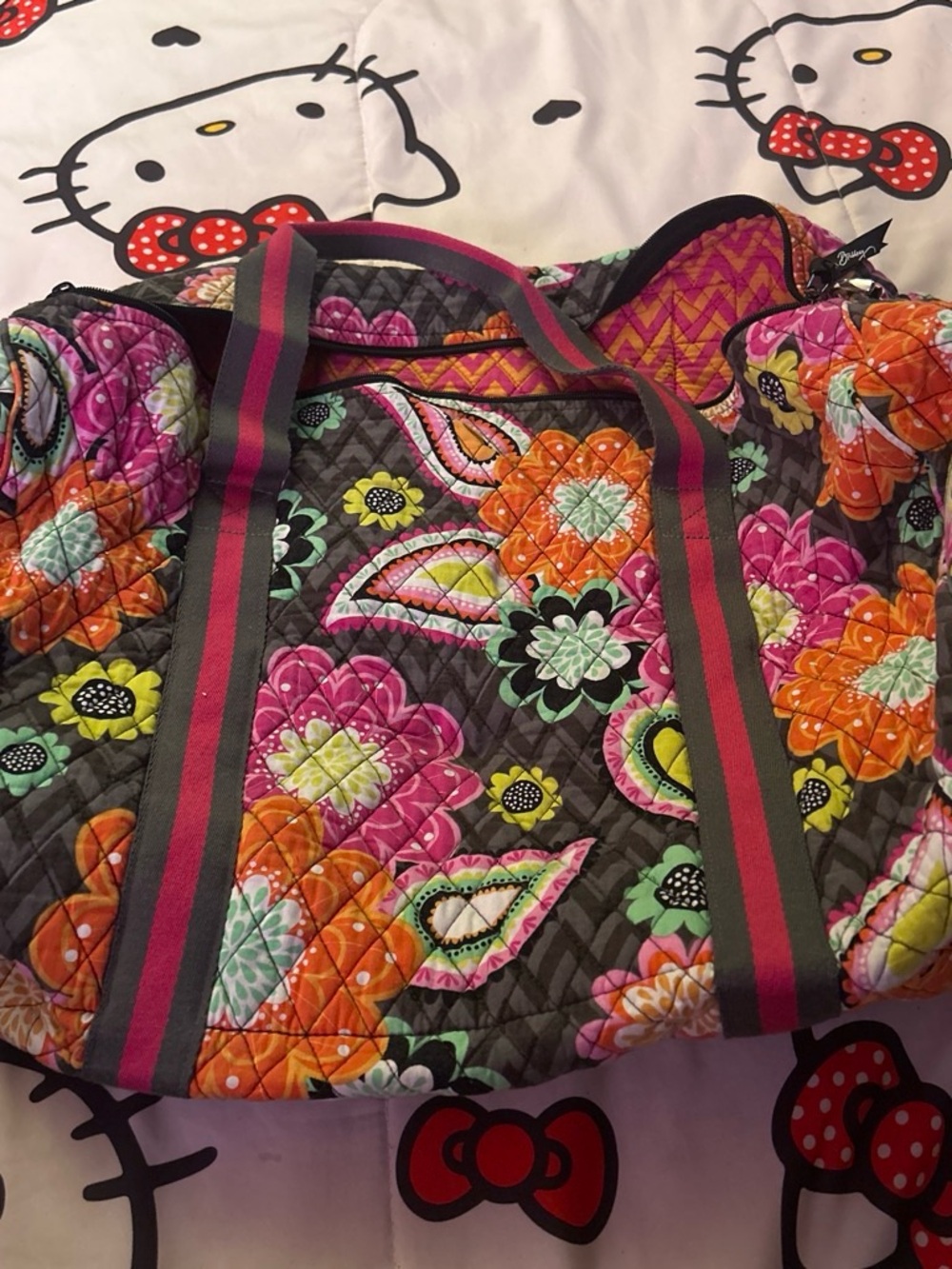 Vera Bradley Quilted Floral Tote in Pink, Orange & Green